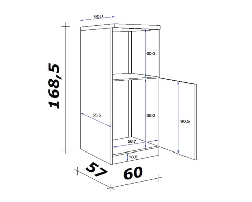 Flex-Well FLEX WELL Ombouwkast Tiago Basaltgrijs 60x60x169 Cm 2 Flex-Well FLEX WELL Ombouwkast Tiago Basaltgrijs 60x60x169 Cm - Afbeelding 2