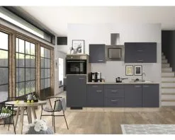 Flex-Well FLEX WELL Keukenblok Met Apparatuur Tiago Basaltgrijs Mat 270x60 Cm