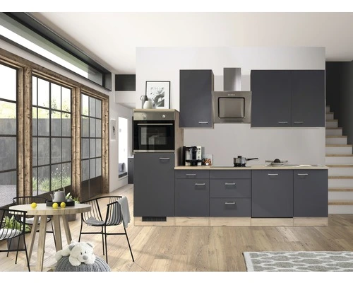 Flex-Well FLEX WELL Keukenblok Met Apparatuur Tiago Basaltgrijs Mat 280x60 Cm 1 Flex-Well FLEX WELL Keukenblok Met Apparatuur Tiago Basaltgrijs Mat 280x60 Cm