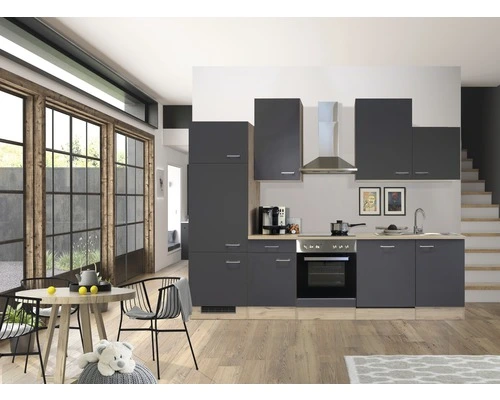 Flex-Well FLEX WELL Keukenblok Met Apparatuur Tiago Basaltgrijs Mat 280x60 Cm 1 Flex-Well FLEX WELL Keukenblok Met Apparatuur Tiago Basaltgrijs Mat 280x60 Cm