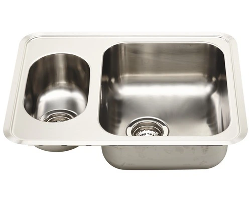 Inbouwspoelbak RVS Rechthoek 61,5x 49 Cm Met 2 Korfpluggen 2 Inbouwspoelbak RVS Rechthoek 61,5x 49 Cm Met 2 Korfpluggen - Afbeelding 2