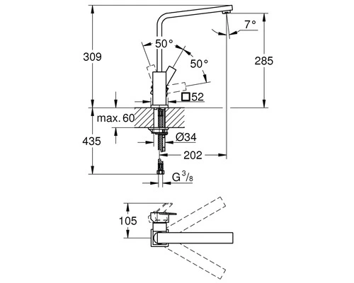 GROHE QUICKFIX GROHE Keukenkraan Sail Cube 31393000 Chroom 2 GROHE QUICKFIX GROHE Keukenkraan Sail Cube 31393000 Chroom - Afbeelding 2