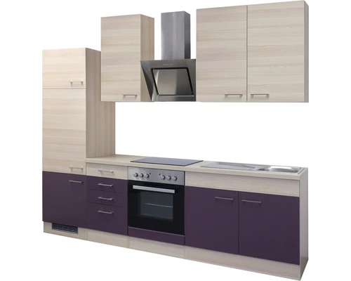 Flex-Well FLEX WELL Keukenblok Met Apparatuur Focus Acacia En Aubergine Mat 270x60 Cm 5 Flex-Well FLEX WELL Keukenblok Met Apparatuur Focus Acacia En Aubergine Mat 270x60 Cm - Afbeelding 5