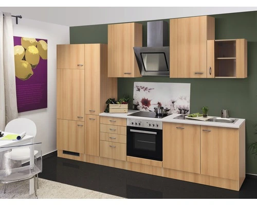 Flex-Well FLEX WELL Keukenblok Met Apparatuur Nano Beuken-decor Mat 310x60 Cm 1 Flex-Well FLEX WELL Keukenblok Met Apparatuur Nano Beuken-decor Mat 310x60 Cm