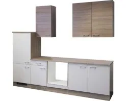 Flex-Well FLEX WELL Keukenblok Zonder Apparatuur Samoa Wit En Sonoma Eiken Mat 270x60 Cm