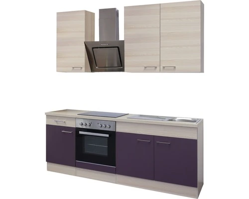 Flex-Well FLEX WELL Keukenblok Met Apparatuur Focus Acacia En Aubergine Mat 210x60 Cm 4 Flex-Well FLEX WELL Keukenblok Met Apparatuur Focus Acacia En Aubergine Mat 210x60 Cm - Afbeelding 4