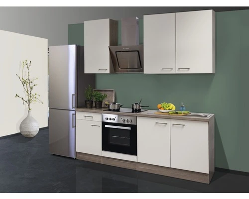 Flex-Well FLEX WELL Keukenblok Met Apparatuur Eico Magnoliawit Mat 210x60 Cm 1 Flex-Well FLEX WELL Keukenblok Met Apparatuur Eico Magnoliawit Mat 210x60 Cm