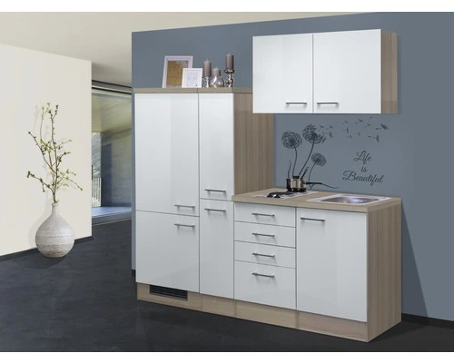 Flex-Well FLEX WELL Minikeuken Met Apparatuur Abaco Parelmoer Glanzend 190x60 Cm 1 Flex-Well FLEX WELL Minikeuken Met Apparatuur Abaco Parelmoer Glanzend 190x60 Cm