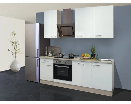 Flex-Well FLEX WELL Keukenblok Met Apparatuur Abaco Parelmoer Glanzend 220x60 Cm 1 Flex-Well FLEX WELL Keukenblok Met Apparatuur Abaco Parelmoer Glanzend 220x60 Cm