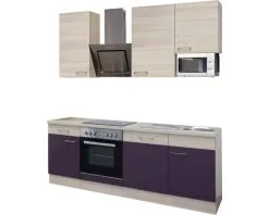 Flex-Well FLEX WELL Keukenblok Met Apparatuur Focus Acacia En Aubergine Mat 220x60 Cm -Spoelbakken Verkoop DV 8 5769810 01 4c DE 20170623094501