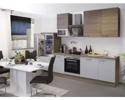 Flex-Well FLEX WELL Keukenblok Met Apparatuur Samoa Wit En Sonoma Eiken Mat 280x60 Cm