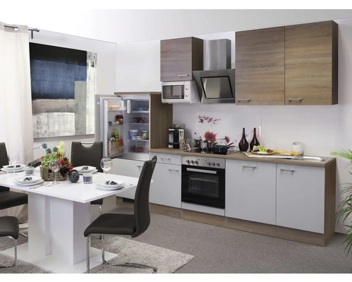 Flex-Well FLEX WELL Keukenblok Met Apparatuur Samoa Wit En Sonoma Eiken Mat 280x60 Cm 1 Flex-Well FLEX WELL Keukenblok Met Apparatuur Samoa Wit En Sonoma Eiken Mat 280x60 Cm