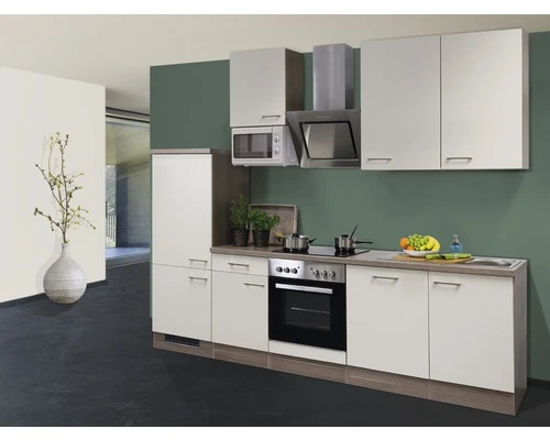 Flex-Well FLEX WELL Keukenblok Met Apparatuur Eico Magnoliawit Mat 280x60 Cm 1 Flex-Well FLEX WELL Keukenblok Met Apparatuur Eico Magnoliawit Mat 280x60 Cm