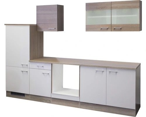 Flex-Well FLEX WELL Keukenblok Zonder Apparatuur Samoa Wit En Sonoma Eiken Mat 270x60 Cm 1 Flex-Well FLEX WELL Keukenblok Zonder Apparatuur Samoa Wit En Sonoma Eiken Mat 270x60 Cm