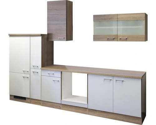 Flex-Well FLEX WELL Keukenblok Zonder Apparatuur Samoa Wit En Sonoma Eiken Mat 300x60 Cm 1 Flex-Well FLEX WELL Keukenblok Zonder Apparatuur Samoa Wit En Sonoma Eiken Mat 300x60 Cm