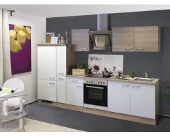 Flex-Well FLEX WELL Keukenblok Met Apparatuur Samoa Wit En Sonoma Eiken Mat 300x60 Cm