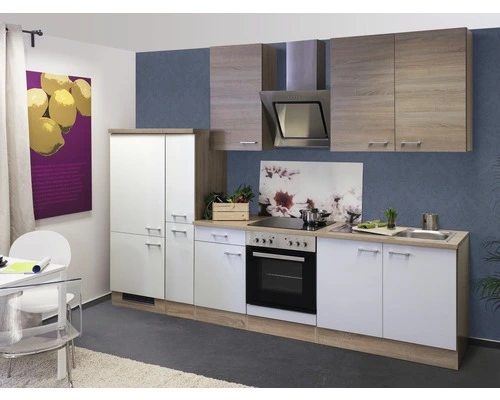 Flex-Well FLEX WELL Keukenblok Met Apparatuur Samoa Wit En Sonoma Eiken Mat 300x60 Cm 2 Flex-Well FLEX WELL Keukenblok Met Apparatuur Samoa Wit En Sonoma Eiken Mat 300x60 Cm - Afbeelding 2