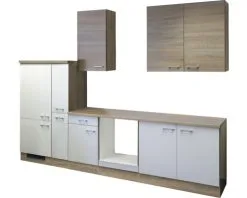 Flex-Well FLEX WELL Keukenblok Zonder Apparatuur Samoa Wit En Sonoma Eiken Mat 300x60 Cm