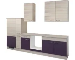 Flex-Well FLEX WELL Keukenblok Zonder Apparatuur Focus Acacia En Aubergine Mat 300x60 Cm