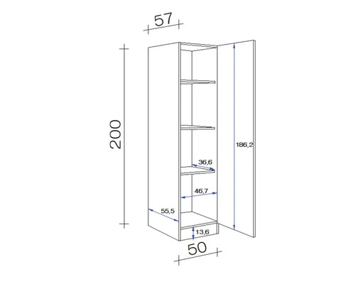 Flex-Well FLEX WELL Hoge Kast Riva 50x200x57 Cm 2 Flex-Well FLEX WELL Hoge Kast Riva 50x200x57 Cm - Afbeelding 2