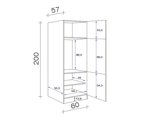 Flex-Well FLEX WELL Ombouwkast Vintea Magnoliawit 60x57x200 Cm 2 Flex-Well FLEX WELL Ombouwkast Vintea Magnoliawit 60x57x200 Cm - Afbeelding 2