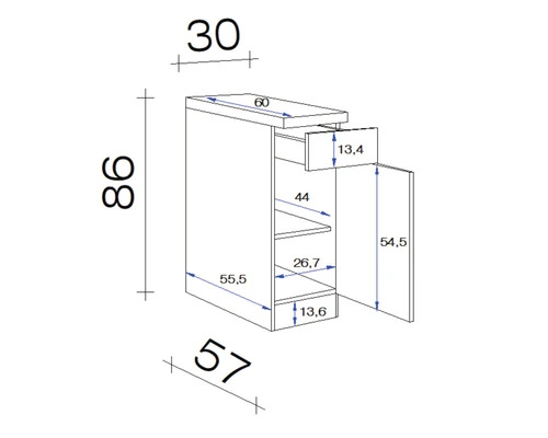 Flex-Well FLEX WELL Onderkast Santo Antraciet 30x60x86 Cm 2 Flex-Well FLEX WELL Onderkast Santo Antraciet 30x60x86 Cm - Afbeelding 2