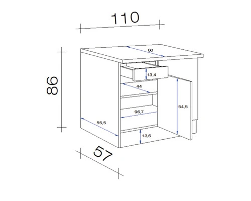 Flex-Well FLEX WELL Hoekonderkast Valero Wit 110x60x86 Cm 2 Flex-Well FLEX WELL Hoekonderkast Valero Wit 110x60x86 Cm - Afbeelding 2