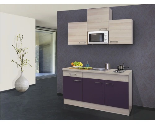 Flex-Well FLEX WELL Minikeuken Met Apparatuur Focus Aubergine En Acacia Mat 150,5x60 Cm 2 Flex-Well FLEX WELL Minikeuken Met Apparatuur Focus Aubergine En Acacia Mat 150,5x60 Cm - Afbeelding 2