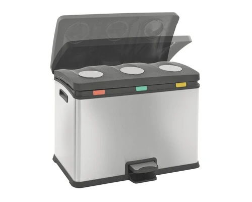 EKO Pedaalemmer Rejoice Recycling Mat RVS 3x12 L 2 EKO Pedaalemmer Rejoice Recycling Mat RVS 3x12 L - Afbeelding 2