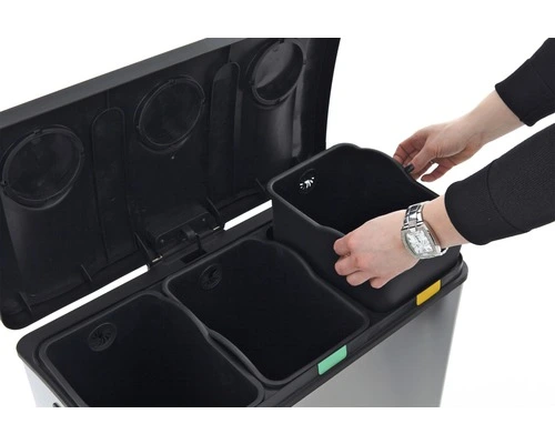 EKO Pedaalemmer Rejoice Recycling Mat RVS 3x12 L 4 EKO Pedaalemmer Rejoice Recycling Mat RVS 3x12 L - Afbeelding 4