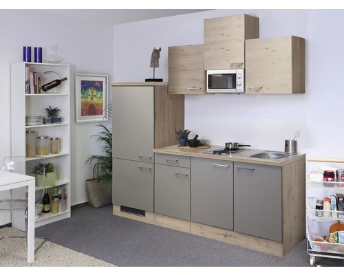 Flex-Well FLEX WELL Keukenblok Met Apparatuur Riva Kwartsiet Cubaniet En San Remo Eiken Licht Mat 210x60 Cm 1 Flex-Well FLEX WELL Keukenblok Met Apparatuur Riva Kwartsiet Cubaniet En San Remo Eiken Licht Mat 210x60 Cm