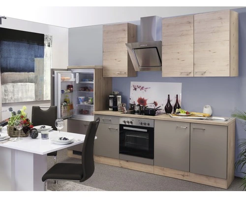 Flex-Well FLEX WELL Keukenblok Met Apparatuur Riva Kwartsiet Cubaniet En San Remo Eiken Licht Mat 270x60 Cm 1 Flex-Well FLEX WELL Keukenblok Met Apparatuur Riva Kwartsiet Cubaniet En San Remo Eiken Licht Mat 270x60 Cm