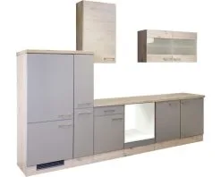 Flex-Well FLEX WELL Keukenblok Zonder Apparatuur Riva Kwartsiet Cubaniet En San Remo Eiken Licht Mat 300x60 Cm