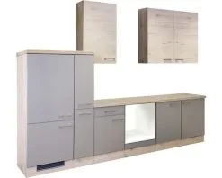 Flex-Well FLEX WELL Keukenblok Zonder Apparatuur Riva Kwartsiet Cubaniet En San Remo Eiken Licht Mat 300x60 Cm