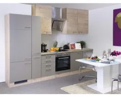 Flex-Well FLEX WELL Keukenblok Met Apparatuur Riva Kwartsiet Cubaniet En San Remo Eiken Licht Mat 300x60 Cm