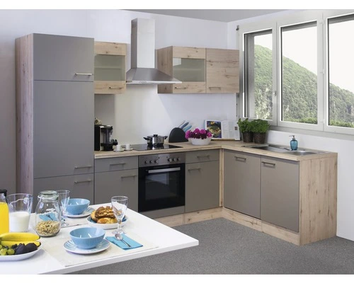 Flex-Well FLEX WELL Hoekkeuken Met Apparatuur Riva Kwartsiet Cubaniet En San Remo Eiken Licht Mat 280x170 Cm 1 Flex-Well FLEX WELL Hoekkeuken Met Apparatuur Riva Kwartsiet Cubaniet En San Remo Eiken Licht Mat 280x170 Cm