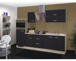 Flex-Well FLEX WELL Keukenblok Met Apparatuur Santo Antraciet Mat 270x60 Cm