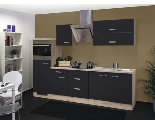 Flex-Well FLEX WELL Keukenblok Met Apparatuur Santo Antraciet Mat 270x60 Cm 1 Flex-Well FLEX WELL Keukenblok Met Apparatuur Santo Antraciet Mat 270x60 Cm