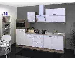 Flex-Well FLEX WELL Keukenblok Met Apparatuur Valero Wit Hoogglans 270x60 Cm