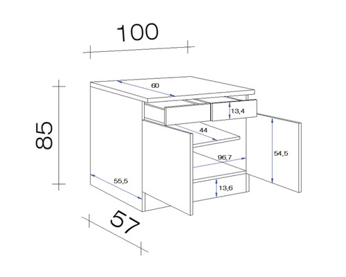 Flex-Well FLEX WELL Onderkast Wito 100x85x60 Cm 2 Flex-Well FLEX WELL Onderkast Wito 100x85x60 Cm - Afbeelding 2