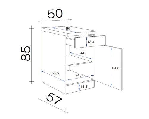 Flex-Well FLEX WELL Onderkast Lucca Wit 50x60x85 Cm 2 Flex-Well FLEX WELL Onderkast Lucca Wit 50x60x85 Cm - Afbeelding 2