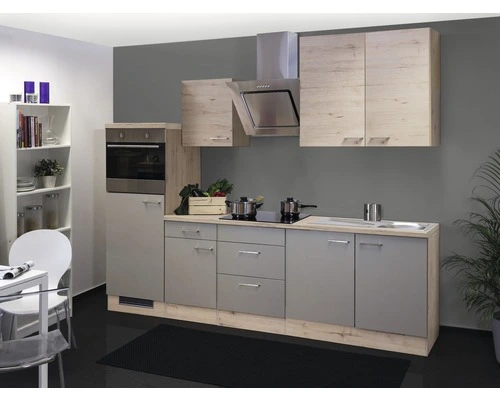 Flex-Well FLEX WELL Keukenblok Met Apparatuur Riva Kwartsiet Cubaniet En San Remo Eiken Licht Mat 270x60 Cm 1 Flex-Well FLEX WELL Keukenblok Met Apparatuur Riva Kwartsiet Cubaniet En San Remo Eiken Licht Mat 270x60 Cm