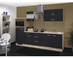 Flex-Well FLEX WELL Keukenblok Met Apparatuur Santo Antraciet Mat 270x60 Cm