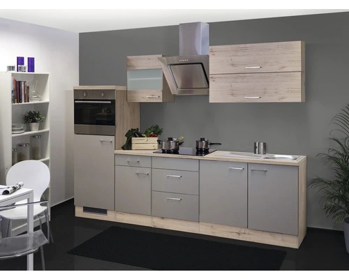 Flex-Well FLEX WELL Keukenblok Met Apparatuur Riva Kwartsiet Cubaniet En San Remo Eiken Licht Mat 270x60 Cm 1 Flex-Well FLEX WELL Keukenblok Met Apparatuur Riva Kwartsiet Cubaniet En San Remo Eiken Licht Mat 270x60 Cm