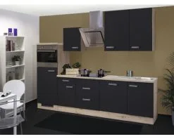 Flex-Well FLEX WELL Keukenblok Met Apparatuur Santo Antraciet Mat 280x60 Cm