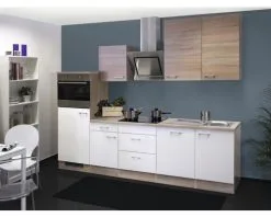 Flex-Well FLEX WELL Keukenblok Met Apparatuur Samoa Wit En Sonoma Eiken Mat 280x60 Cm