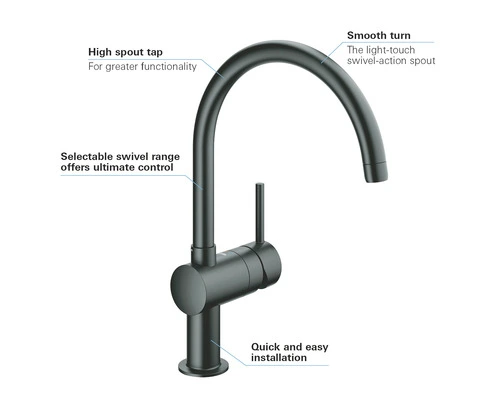 GROHE Keukenkraan Minta 32917KS0 Velvet Zwart 6 GROHE Keukenkraan Minta 32917KS0 Velvet Zwart - Afbeelding 6