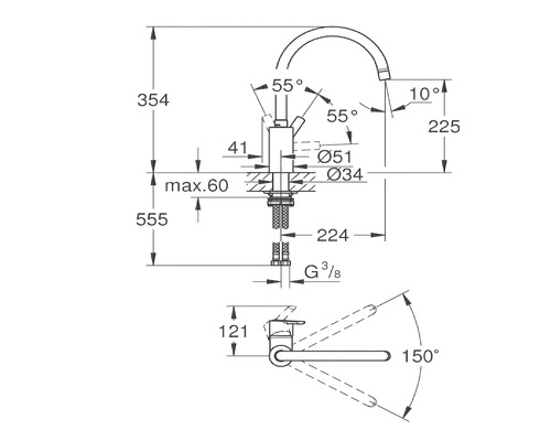 GROHE QUICKFIX GROHE Keukenkraan Feel 32670DC2 Supersteel 2 GROHE QUICKFIX GROHE Keukenkraan Feel 32670DC2 Supersteel - Afbeelding 2