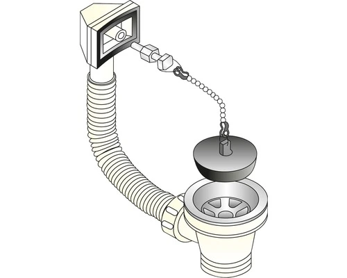 Spoelbakafvoer En Overloop Met Plug En Ketting 2 Spoelbakafvoer En Overloop Met Plug En Ketting - Afbeelding 2