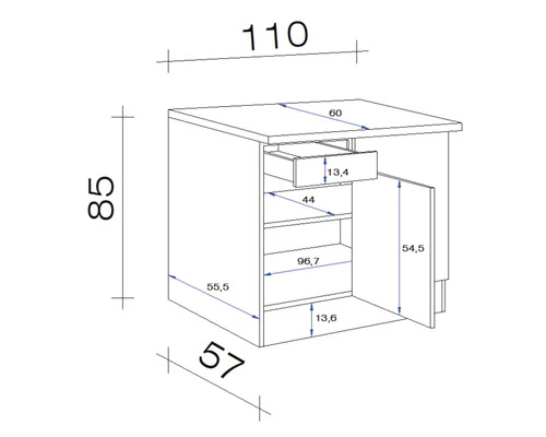 Flex-Well FLEX WELL Hoekonderkast Samoa Wit 110x60x85 Cm 3 Flex-Well FLEX WELL Hoekonderkast Samoa Wit 110x60x85 Cm - Afbeelding 3